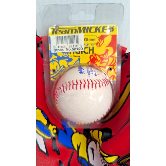 Vintage Disney Child TEAM MICKEY Baseball Leather Glove and Hutch Ball Gift NEW - Picture 3 of 6